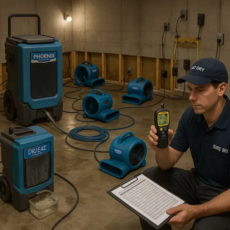 Structural Drying and Dehumidification process in Ladera, CA